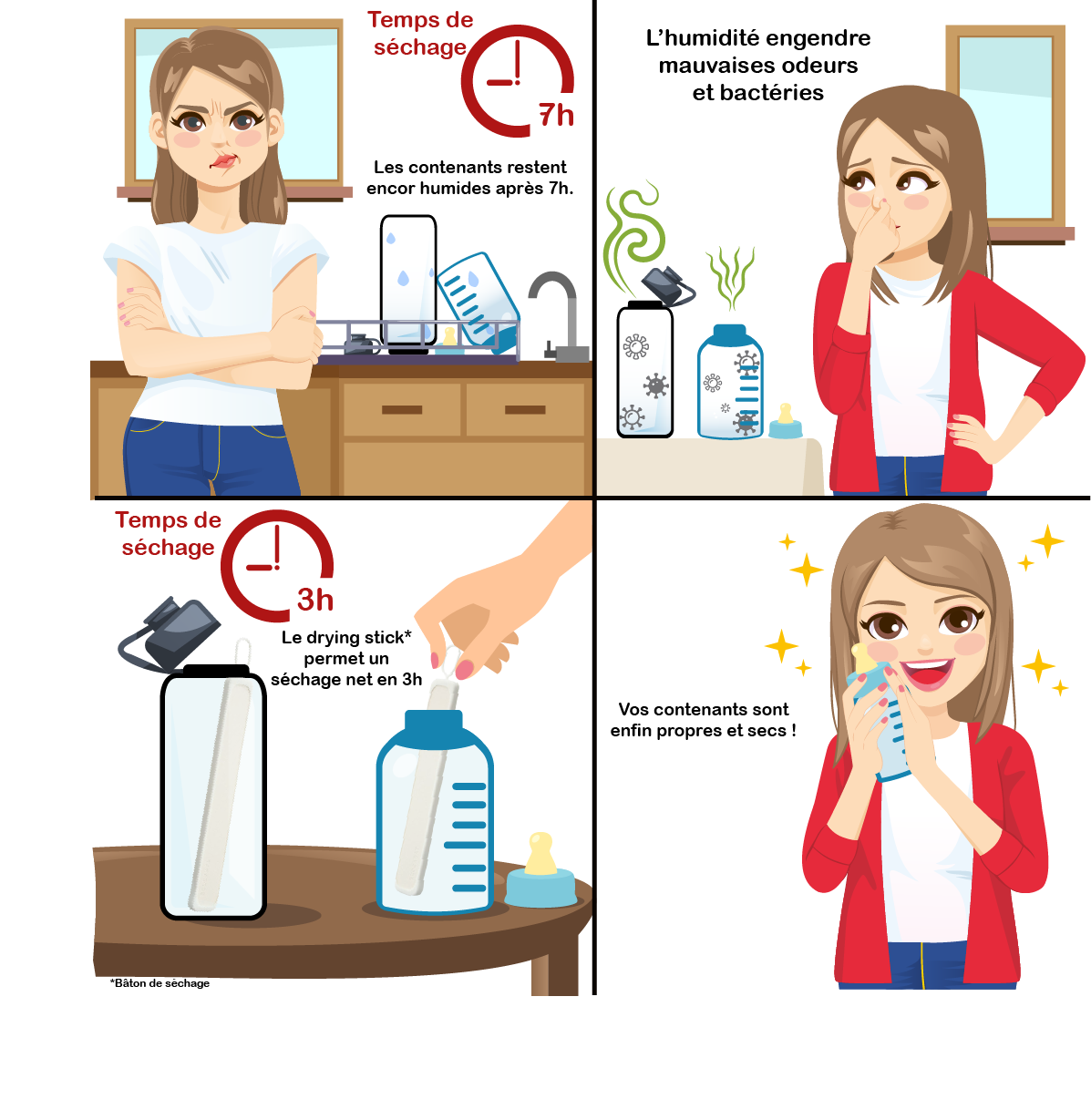DRYING STICK : bâton de séchage pour biberon et gourde