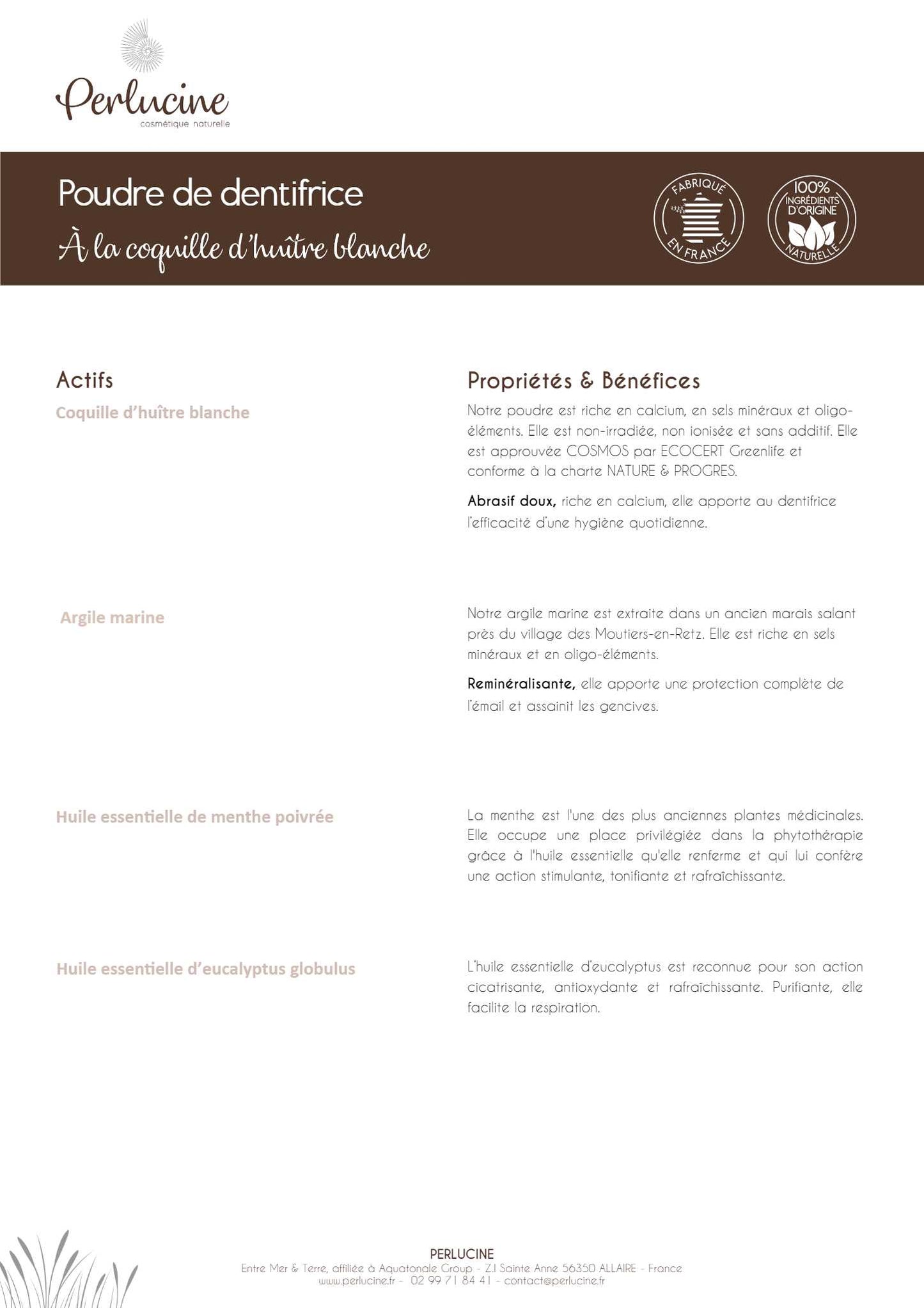 Poudre de Dentifrice PERLUCINE
