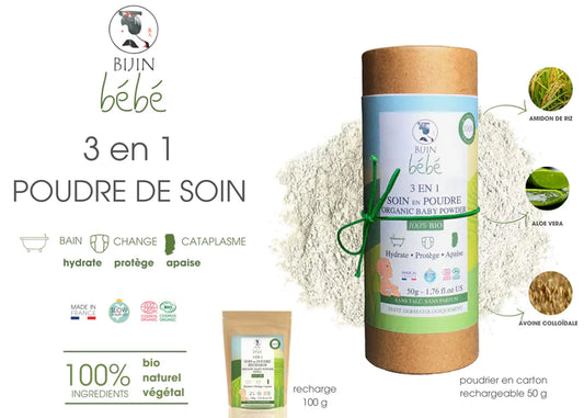 Poudre de soin bio 3 en 1 pour bébé - BIJIN