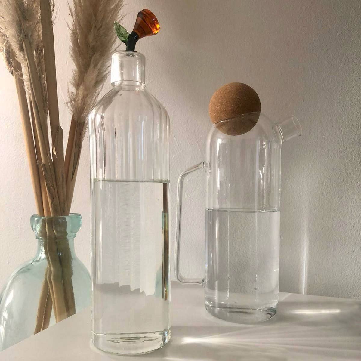 Belle carafe en verre 1L, carafe à eau, carafe à vin