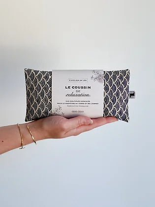 Coussin de relaxation et d'aromathérapie - L'Atelier de Léa - Vagues Beige et Bleu