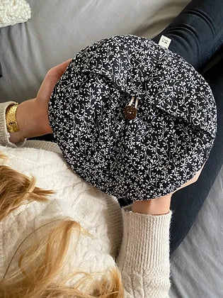 Bouillotte sèche déhoussable - feuilles noires et blanches