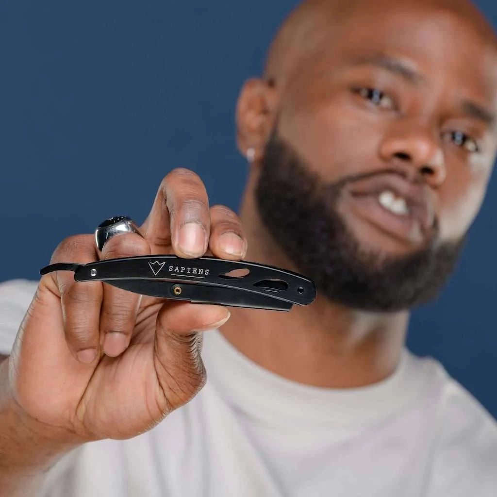 Rasoir de Barbier Noir en Métal - Sapiens